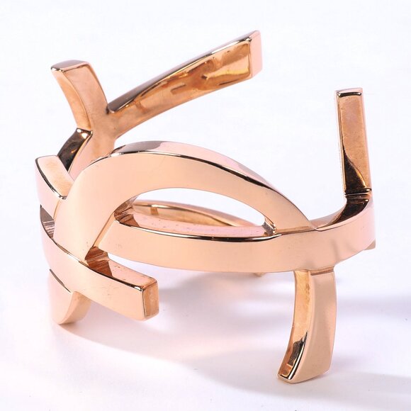 Saint Laurent Rose Gold Signature YSL Monogram Cuff Bracelet - Picture 4 of 6